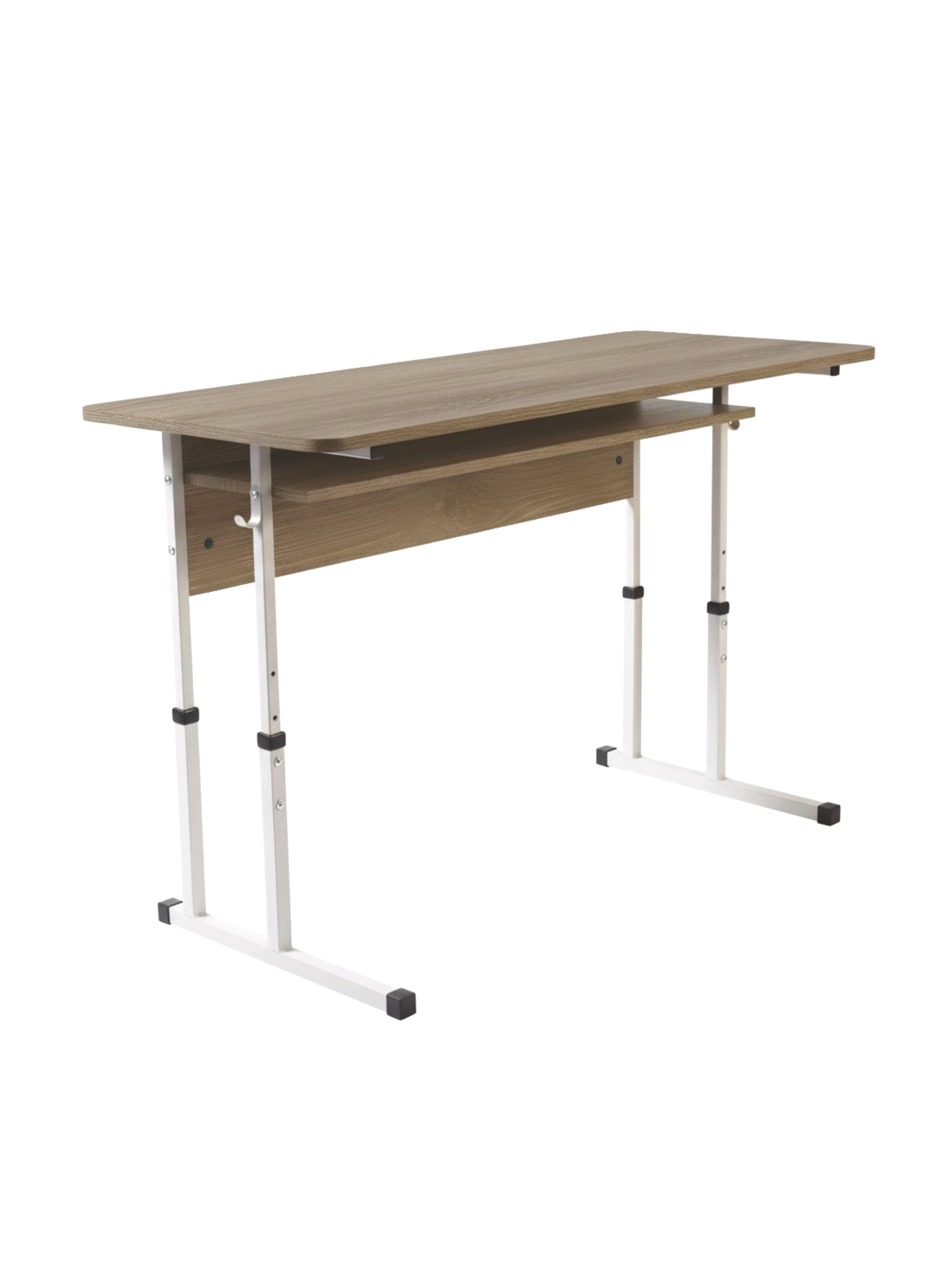 Учнівський 2-місний стіл із ЛДСП-полицею, 1200х500х640-760 мм, регулюється для ростових груп №4-6, квадратна труба, АНШАР ГРУП (90157)